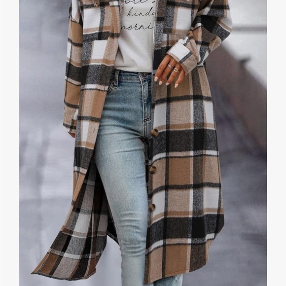Plaid Longline Coat for Women - Picture 2 of 6